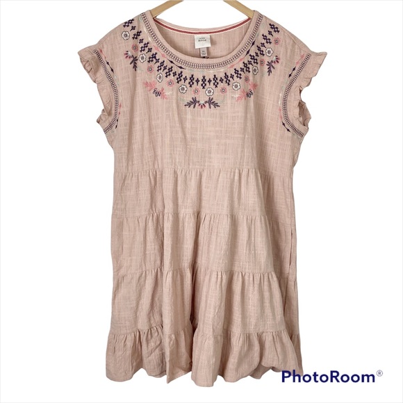 Knox Rose Dresses & Skirts - KNOX ROSE Pale Pink Boho Embroidered Cotton Mini Dress NWT Size:  XL